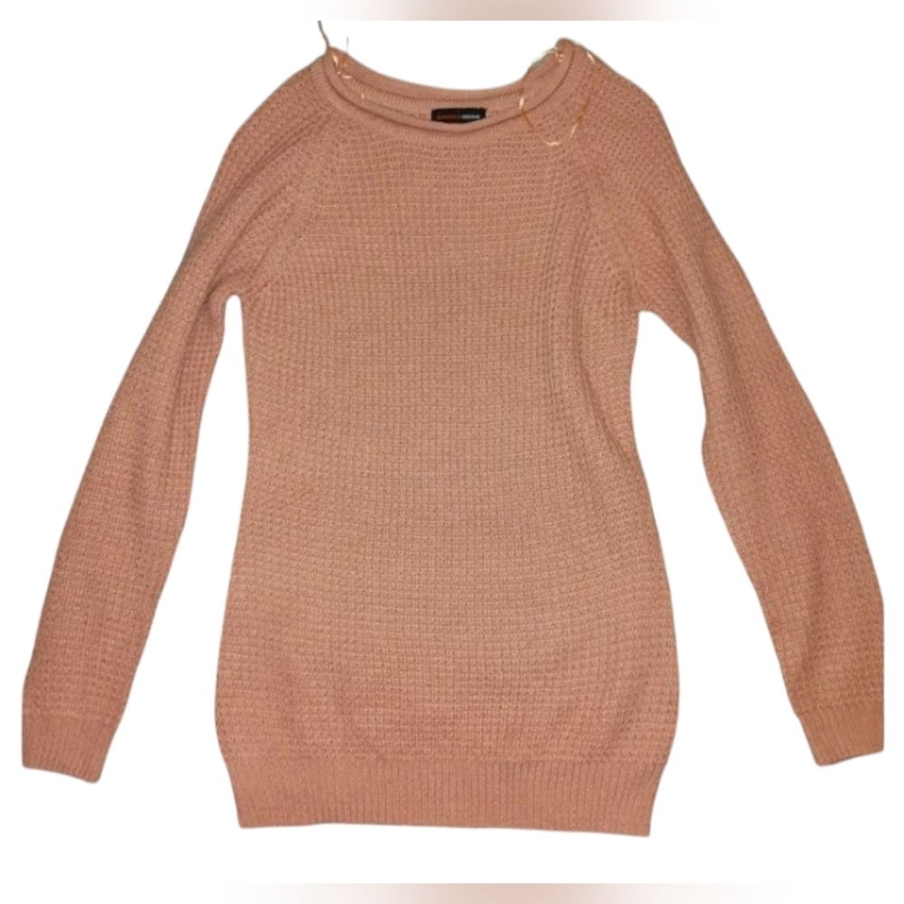 Ambiance Pink Crew Neck Sweater Ribbed Knit